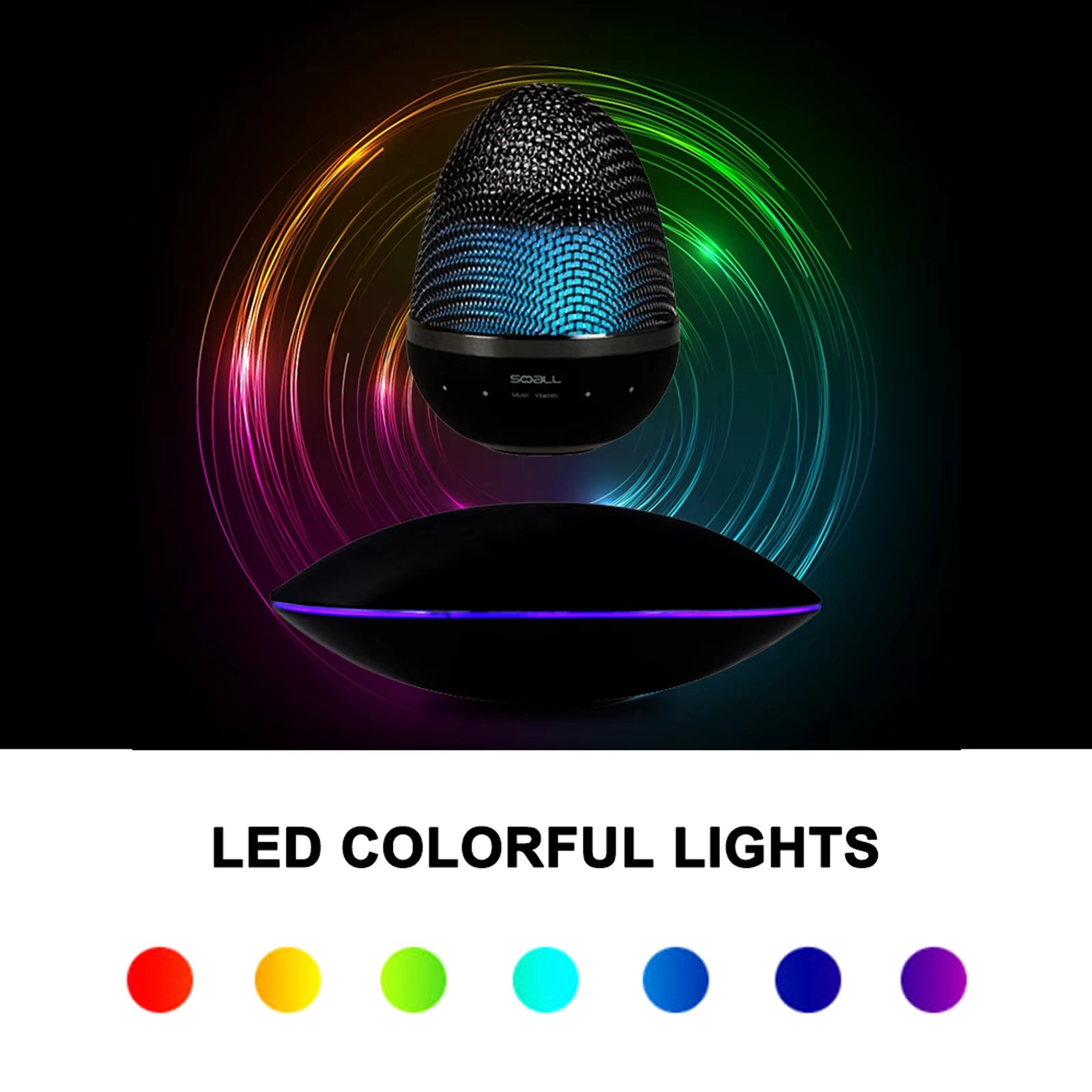 Floating Bluetooth Speaker UFO Magnetic Levitation Rotate Wireless Speaker Portable Mini Subwoofer Smart Colorful Light Handfree