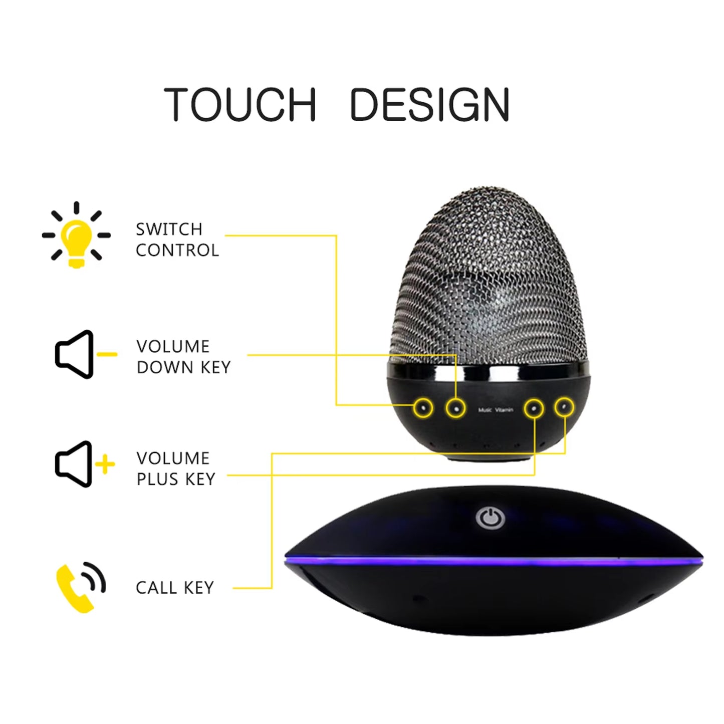 Floating Bluetooth Speaker UFO Magnetic Levitation Rotate Wireless Speaker Portable Mini Subwoofer Smart Colorful Light Handfree