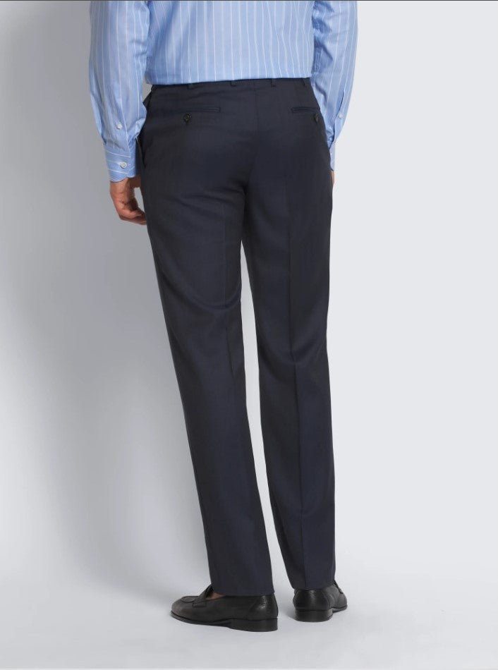 Navy blue herringbone Super 160's wool Brunico suit