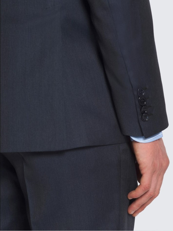 Navy blue herringbone Super 160's wool Brunico suit