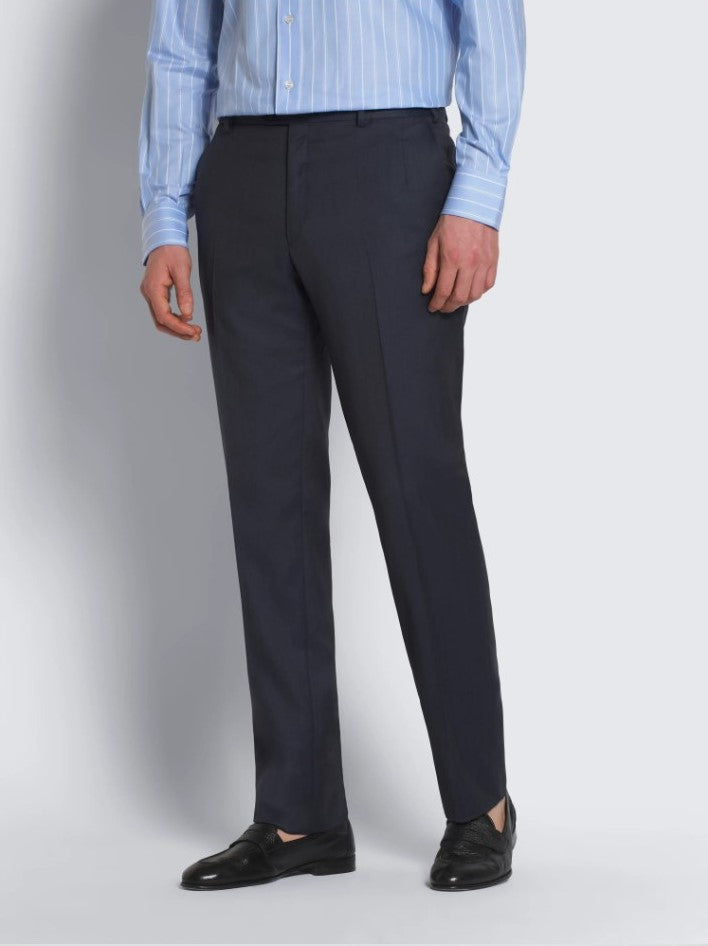 Navy blue herringbone Super 160's wool Brunico suit